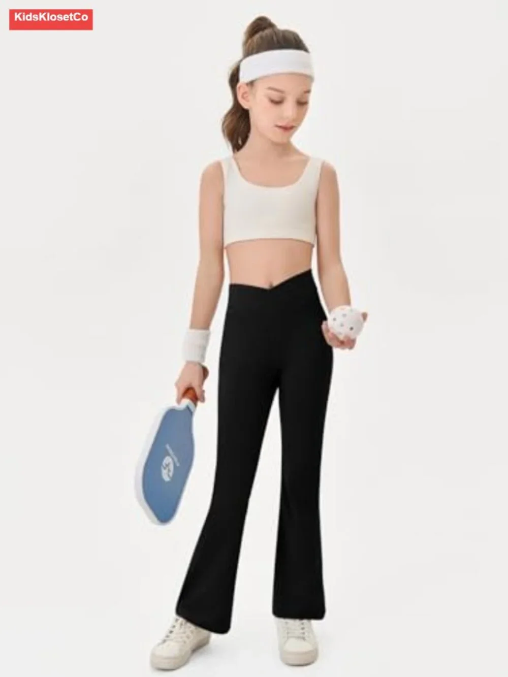 Girls Crossover Flare Pants Bootcut Leggings High-Waist Stretchy 5-14 Years